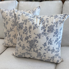 Load image into Gallery viewer, Blue/Ivory Floral Pillow
