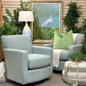 Sage Pinstripe Swivel Glider
