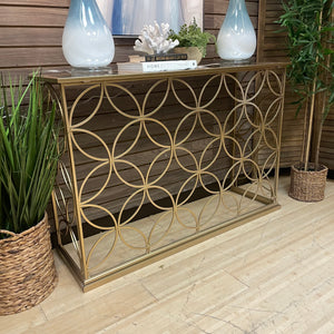 Gold Console w/ Mirrored Top