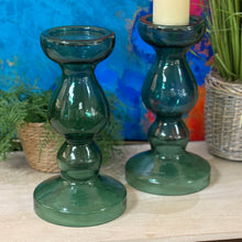 Load image into Gallery viewer, Emerald Glass Candle Holder
