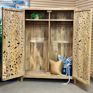 Carved Mango Wood Armoire