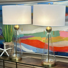 Load image into Gallery viewer, Gold &amp; Glass Table Lamp
