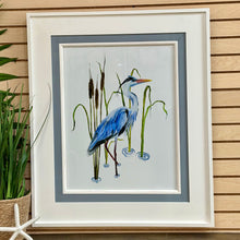 Load image into Gallery viewer, Blue Egret In Cattails Art
