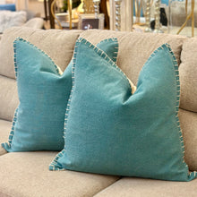 Load image into Gallery viewer, Stitched Teal Down Pillow
