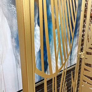 Gold 3-Panel Tropical Leaf Screen