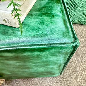 Green Leather Ottoman