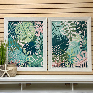 Green/Pink Tropical Leaves II