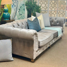 Load image into Gallery viewer, Grey Velvet Chesterfield Sofa
