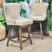 Load image into Gallery viewer, S/2 Beige Wingback Counterstools
