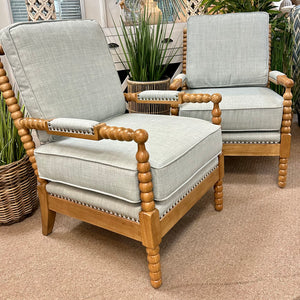 Spindle Chair w/ Light Blue Upholstery
