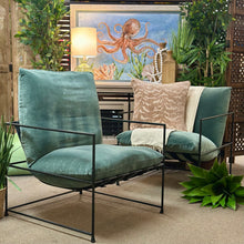 Load image into Gallery viewer, Black Iron Green Chair
