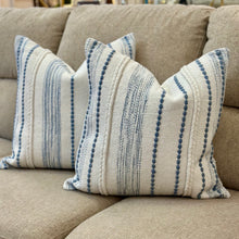 Load image into Gallery viewer, Blue/White Stitched Down Pillow
