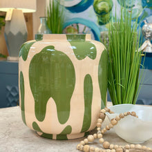 Load image into Gallery viewer, LG Green &amp; Ivory Metal Vase
