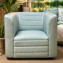 Load image into Gallery viewer, Faux Leather Aqua Swivel Chair
