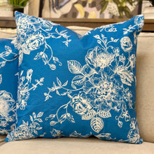 Load image into Gallery viewer, Blue Floral Down Pillow

