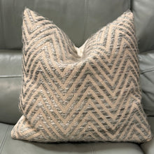 Load image into Gallery viewer, Grey/Beige Chevron Down Pillow
