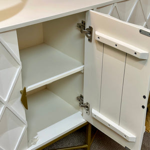 White Geometric Door Cabinet