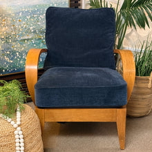 Load image into Gallery viewer, Ethan Allen Wood/Navy Chair
