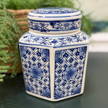 Load image into Gallery viewer, Blue/White Hexagon Jar
