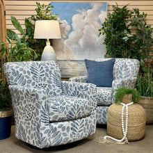 Load image into Gallery viewer, Blue Leaf Print Swivel Glider
