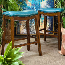 Load image into Gallery viewer, Teal Nailhead Stool
