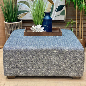 Navy Patterned Ottoman