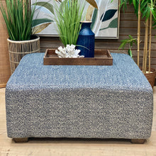 Load image into Gallery viewer, Navy Patterned Ottoman
