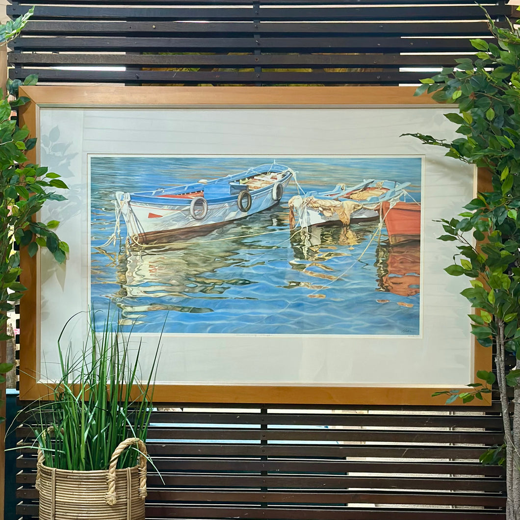 Wood Framed Boat Art