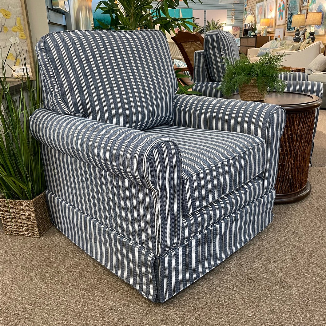 Blue Striped Swivel Chair