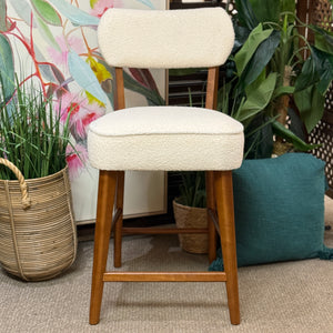 Boucle & Walnut Counter Stool
