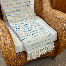 Load image into Gallery viewer, Blue Stitched Ivory Throw
