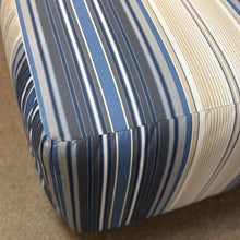 Load image into Gallery viewer, Blue/Taupe Striped Sq. Ottoman
