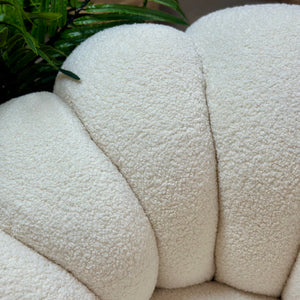 White Boucle Swivel Chair