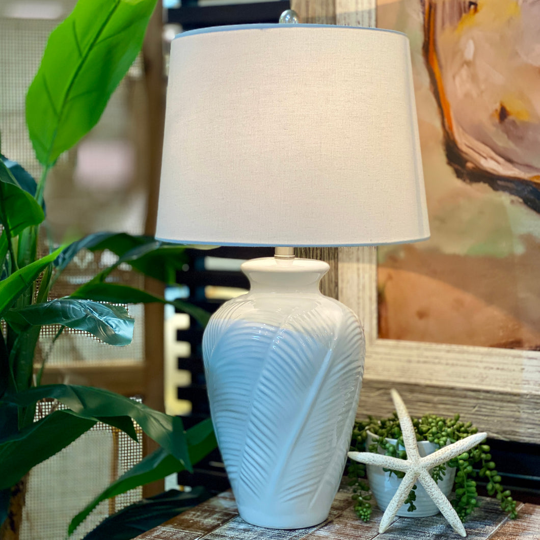 White Ceramic Leaf Lamp