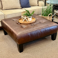 Load image into Gallery viewer, PB Sq. Mocha Leather Ottoman
