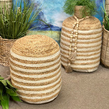 Load image into Gallery viewer, Jute/Ivory Round Pouf
