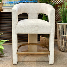 Load image into Gallery viewer, Ivory Upholstered Counter Stool
