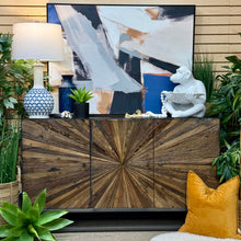 Load image into Gallery viewer, Industrial Wood &amp; Metal Starburst Cabinet
