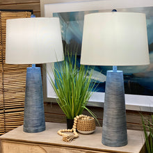 Load image into Gallery viewer, Blue Ribbed Table Lamp
