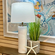 Load image into Gallery viewer, Soft Aqua/Beige Striped Lamp
