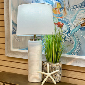 Soft Aqua/Beige Striped Lamp