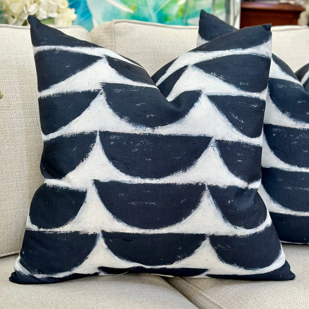 Navy Half Circles Down Pillow