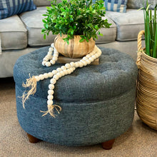 Load image into Gallery viewer, Round Blue Storage Ottoman

