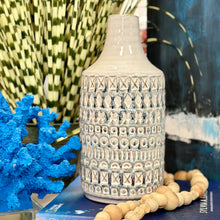 Load image into Gallery viewer, SM Ivory/Blue Textured Vase
