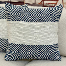 Load image into Gallery viewer, Navy Geometric Diamond Pillow
