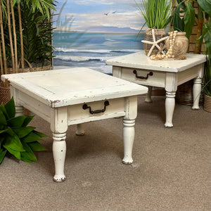 Distressed White Side Table
