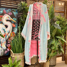 Load image into Gallery viewer, Aqua/Pink Elephant Kimono
