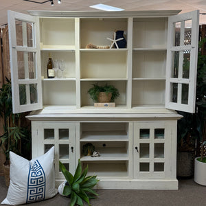 2PC Ivory Farmhouse Hutch