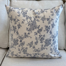 Load image into Gallery viewer, Blue/Ivory Floral Pillow
