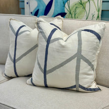Load image into Gallery viewer, SM Blue/Grey Down Designer Pillow
